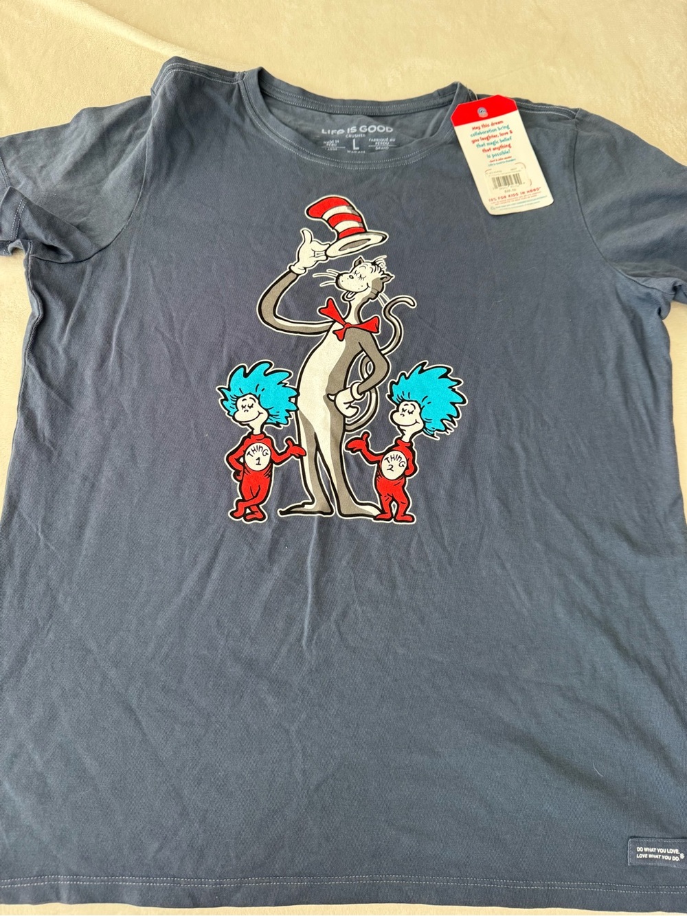 Life is Good Cat in the Hat T-shirt NEW Womens Size Large D82